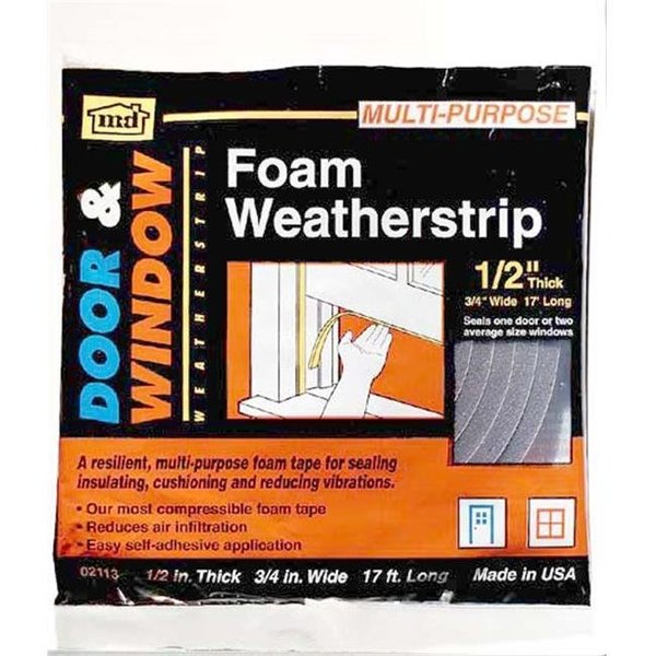 M-D M-d Products .50in. X .75in. X 17in. Gray Low Density Foam Weather Strip  02113 43374021134